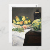 Still Life Lemon Pfirsiche von Manet Impressionist Postkarte (Vorne/Hinten)