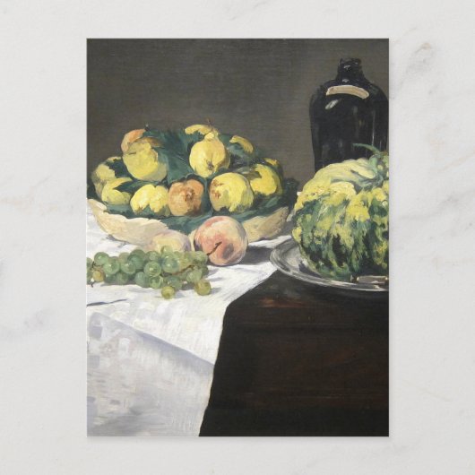 Still Life Lemon Pfirsiche von Manet Impressionist Postkarte (Vorderseite)