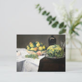 Still Life Lemon Pfirsiche von Manet Impressionist Postkarte (Stehend Vorderseite)