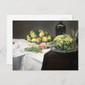 Still Life Lemon Pfirsiche von Manet Impressionist Postkarte (Vorne/Hinten)