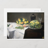 Still Life Lemon Pfirsiche von Manet Impressionist Postkarte (Vorne/Hinten)