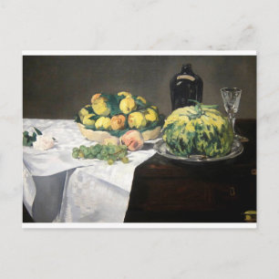 Still Life Lemon Pfirsiche von Manet Impressionist Postkarte