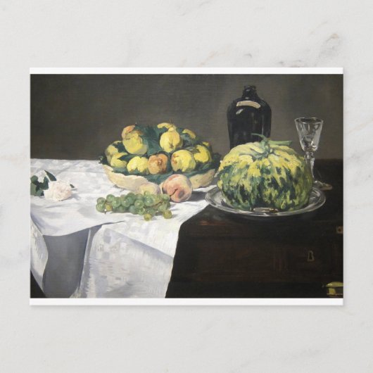 Still Life Lemon Pfirsiche von Manet Impressionist Postkarte (Vorderseite)