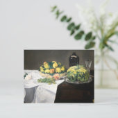 Still Life Lemon Pfirsiche von Manet Impressionist Postkarte (Stehend Vorderseite)