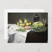 Still Life Lemon Pfirsiche von Manet Impressionist Postkarte (Vorne/Hinten)