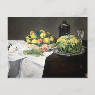 Still Life Lemon Pfirsiche von Manet Impressionist Postkarte