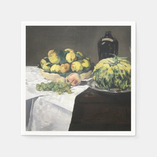 Still Life Lemon Pfirsiche von Manet Impressionist Serviette (Vorderseite)
