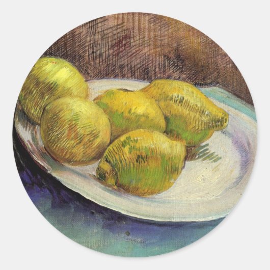 Still Life Lemons on a Plate by Vincent van Gogh Runder Aufkleber (Vorderseite)