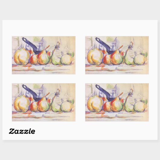 Still Life mit Saucepan von Paul Cezanne Rechteckiger Aufkleber (Blatt)