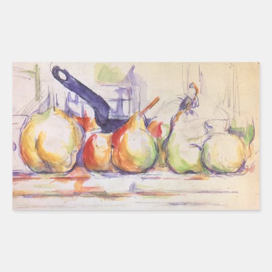 Still Life mit Saucepan von Paul Cezanne Rechteckiger Aufkleber (Vorderseite)