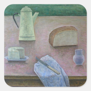 Still Life mit Wensleydale Käse 2013 Quadratischer Aufkleber