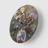 Still Life of a Vase of Flowers (pastel on paper) Runde Wanduhr (Winkel)