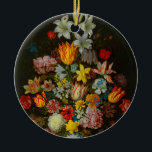 Still Life of Flowers in a Wan-Li Vase Keramik Ornament<br><div class="desc">Ornament featuring Ambrosius Bosschaert the Elder’s oil painting Still Life of Flowers in a Wan-Li Vase (1614). A beautiful assortment of flowers is accompanied by seashells and a butterfly. A gorgeous gift for Flemish art collectors and Baroque enthusiasts.</div>