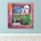 Still Life on a Bookcase Stretched Canvas Print Leinwanddruck (Insitu (Holzboden))