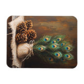 Still Life Peacock Feathers Pinecones Flexibel Magnet (Horizontal)