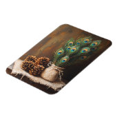 Still Life Peacock Feathers Pinecones Flexibel Magnet (Linke Seite)