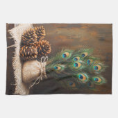 Still Life Peacock Feathones Pinecones Geschirrtuch (Horizontal)