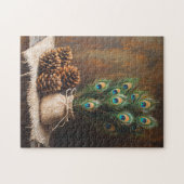 Still Life Peacock Feathones Pinecones Puzzle (Horizontal)