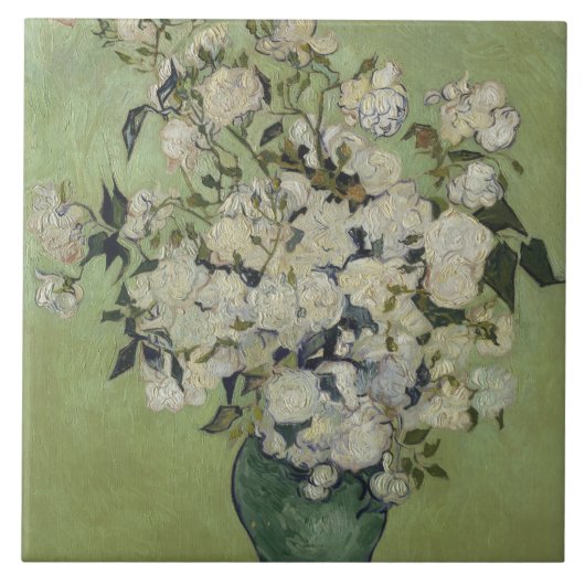 Still Life Pink Roses in einer Vase von Van Gogh Fliese (Vorderseite)