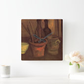 Still Life Pinsel in Pot von Vincent van Gogh Quadratische Wanduhr (Zuhause)