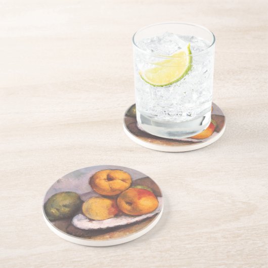 Still Life Quince, Äpfel, Birnen von Paul Cezanne Getränkeuntersetzer (Seite)