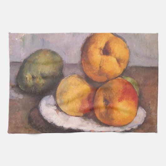 Still Life Quince, Äpfel, Birnen von Paul Cezanne Handtuch (Horizontal)