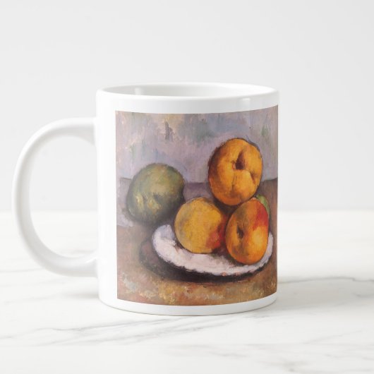 Still Life Quince, Äpfel, Birnen von Paul Cezanne Jumbo-Tasse (Links)