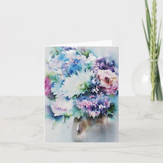 Still Life Rose Bouquet Wasserfarbenen Kunst Karte (Vorderseite)