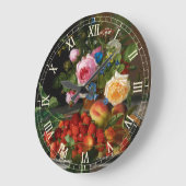Still Life Rose und Erdbeeren von Otto Ottesen Große Wanduhr (Winkel)