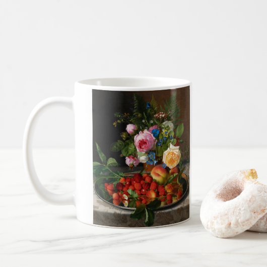 Still Life Rose und Erdbeeren von Otto Ottesen Kaffeetasse (Mit Donut)