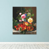 Still Life Rose und Erdbeeren von Otto Ottesen Leinwanddruck (Insitu (Holzboden))