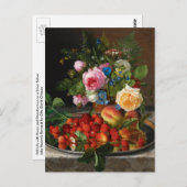 Still Life Rose und Erdbeeren von Otto Ottesen Postkarte (Vorne/Hinten)