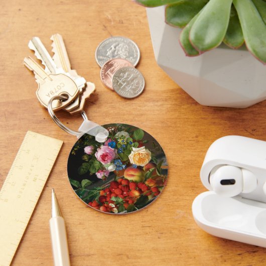 Still Life Rose und Erdbeeren von Otto Ottesen Schlüsselanhänger (Schreibtisch)