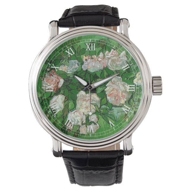 Still Life: Roses von Vincent van Gogh Armbanduhr (Vorderseite)