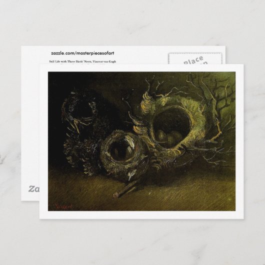 Still Life Three Birds' Nests Van Gogh Fine Art Postkarte (Vorne/Hinten)