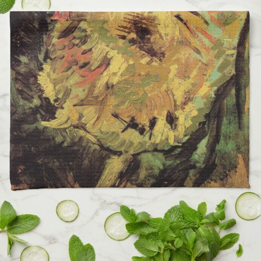 Still Life Two Cut Sonnenblumen von Vincent van Go Geschirrtuch (Gefaltet)