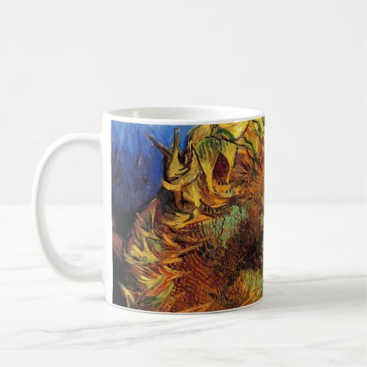 Still Life Two Cut Sonnenblumen von Vincent van Go Kaffeetasse (Links)