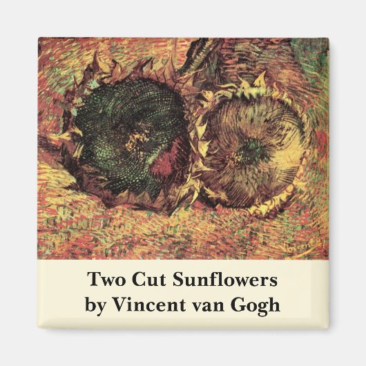 Still Life Two Cut Sonnenblumen von Vincent van Go Magnet (Vorne)