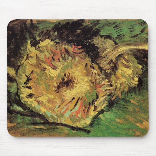 Still Life Two Cut Sonnenblumen von Vincent van Go Mousepad (Vorne)