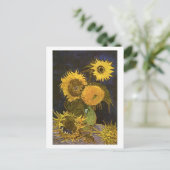 Still Life Vase Five Sunflowers Van Gogh Fine Art Postkarte (Stehend Vorderseite)