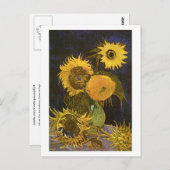 Still Life Vase Five Sunflowers Van Gogh Fine Art Postkarte (Vorne/Hinten)