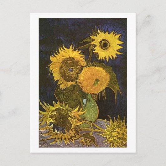Still Life Vase Five Sunflowers Van Gogh Fine Art Postkarte (Vorderseite)