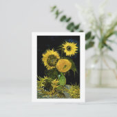 Still Life Vase Five Sunflowers Van Gogh Fine Art Postkarte (Stehend Vorderseite)