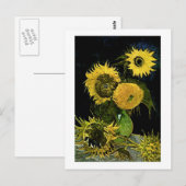 Still Life Vase Five Sunflowers Van Gogh Fine Art Postkarte (Vorne/Hinten)