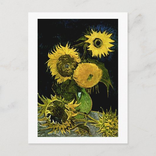 Still Life Vase Five Sunflowers Van Gogh Fine Art Postkarte (Vorderseite)