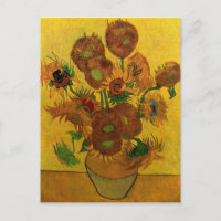 Still Life Vase mit fünfzehn Sonnenblumen - Van Go