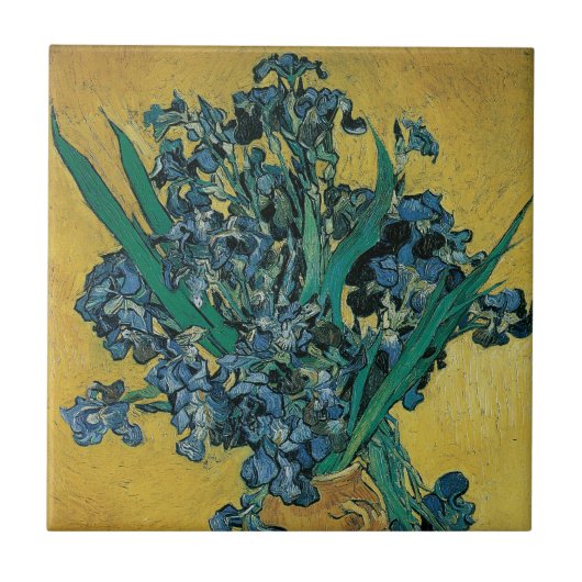 Still Life Vase mit Irisch von Vincent van Gogh Fliese (Vorderseite)