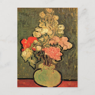 Still Life Vase mit Rose Mallows von van Gogh 1890 Postkarte