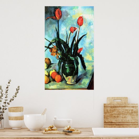 Still Life, Vase mit Tulips von Paul Cezanne Poster (Küche)