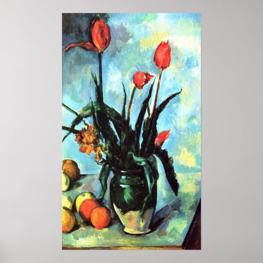 Still Life, Vase mit Tulips von Paul Cezanne Poster (Vorne)